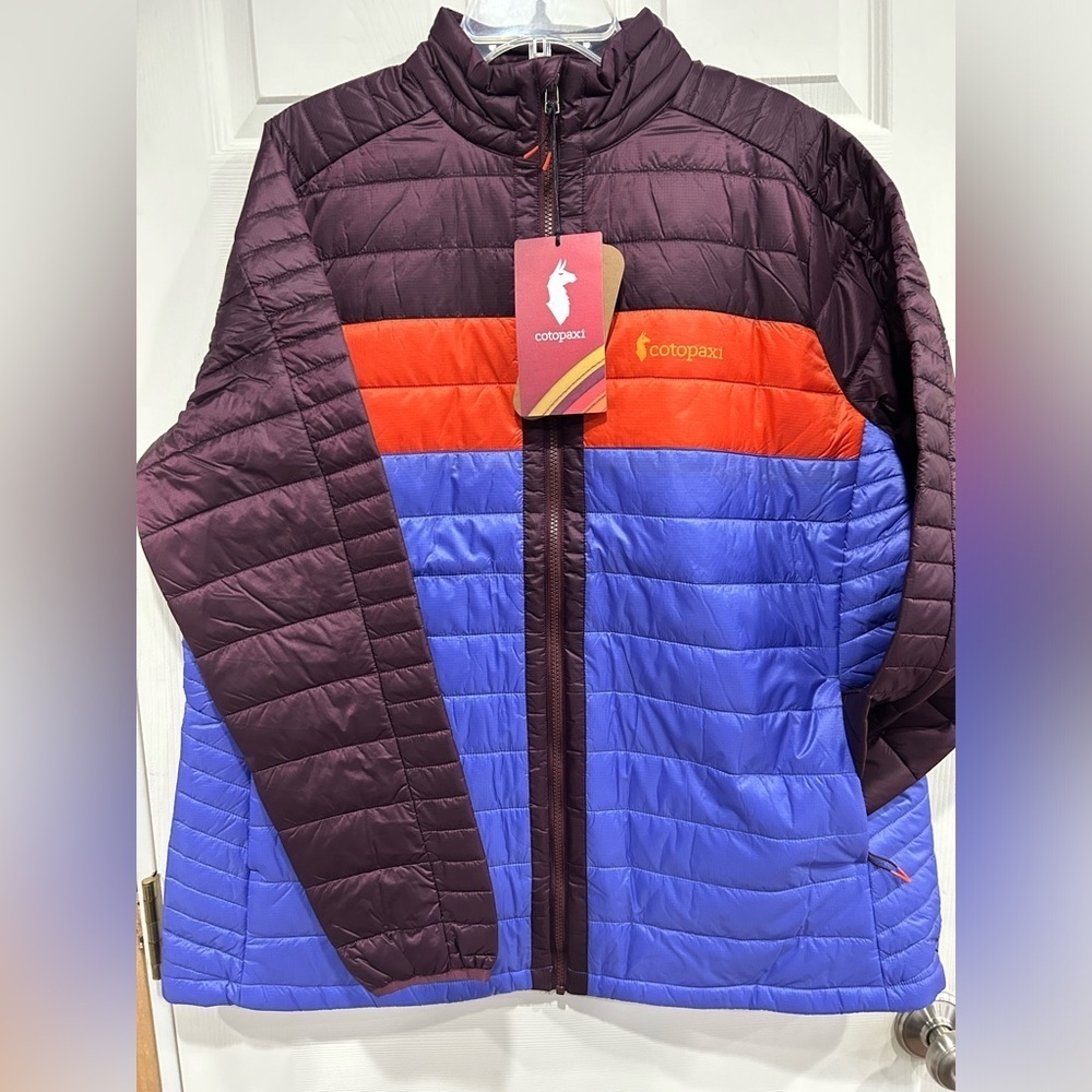 Cotopaxi Women’s 1X Capa Insulated Puffer Jacket Maroon Blue NWT Puff Wine Puffy